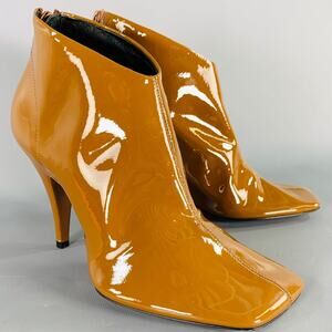 PHOEBE PHILO Size 7.5 Camel Patent Leather Square Toe Boots